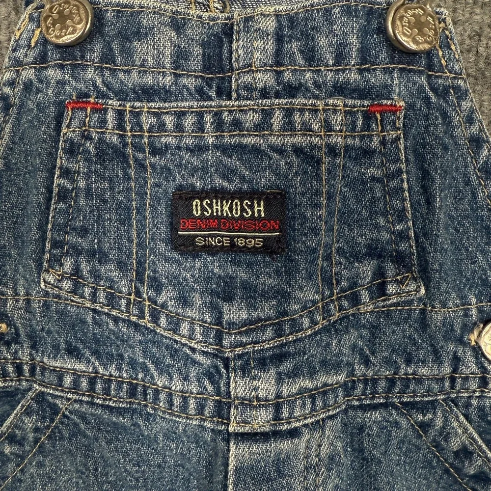Vtg Y2K Oshkosh Baby 0-3 Overall Shorts‎ Denim Carpenter Style Shortalls Blue